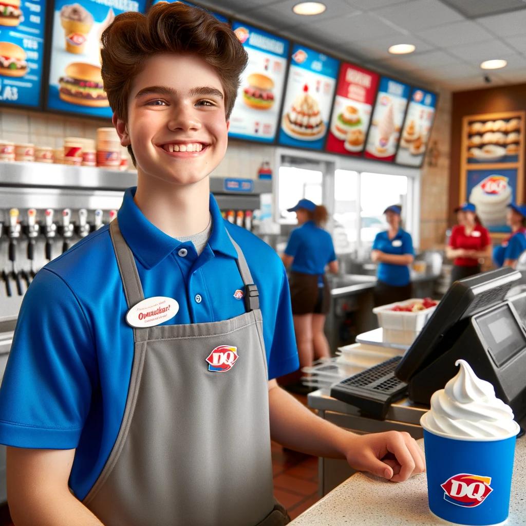 An_enthusiastic_teenager_wearing_a_Dairy_Queen_uni